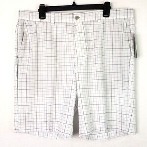 PGA Tour Mens 38‎ Bright White Plaid Golf Shorts Active Waistband Sporty NWT